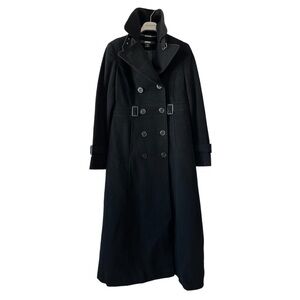 Black Full Length Double Breasted Cashmere Pea Coat Maxi Trench By DKNY 4